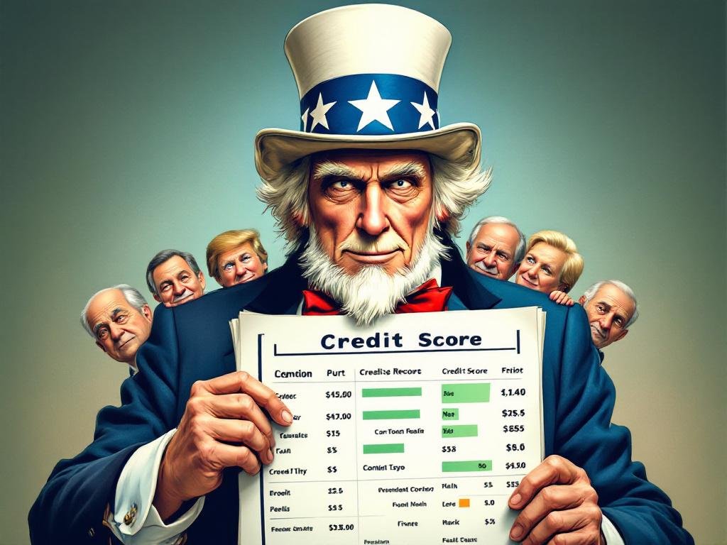 Uncle Sam with Credit Score Report