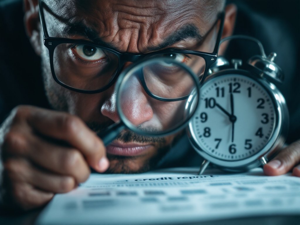 Concerned person examining credit report